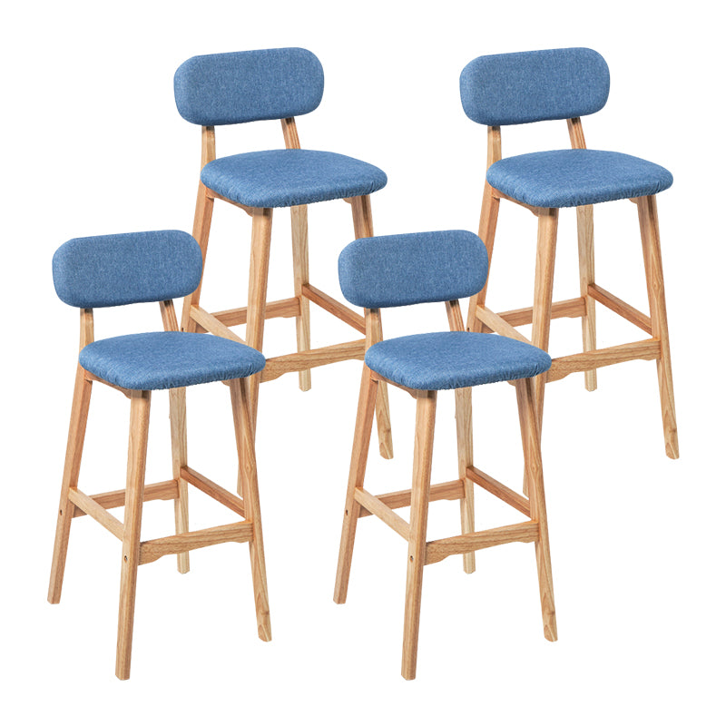 Modern Armless Backrest Counter Stool Wood Kitchen Bar Stool with Cushion and Pedal