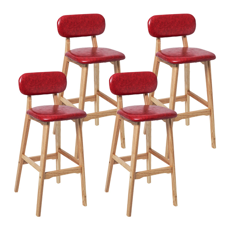 Modern Armless Backrest Counter Stool Wood Kitchen Bar Stool with Cushion and Pedal