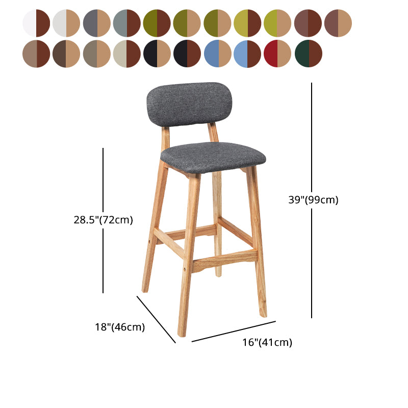 Modern Armless Backrest Counter Stool Wood Kitchen Bar Stool with Cushion and Pedal