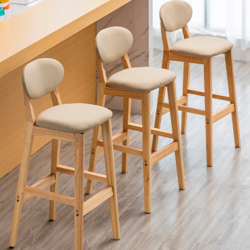 Modern Armless Backrest Counter Stool Wood Living Room Bar Stool with Cushion