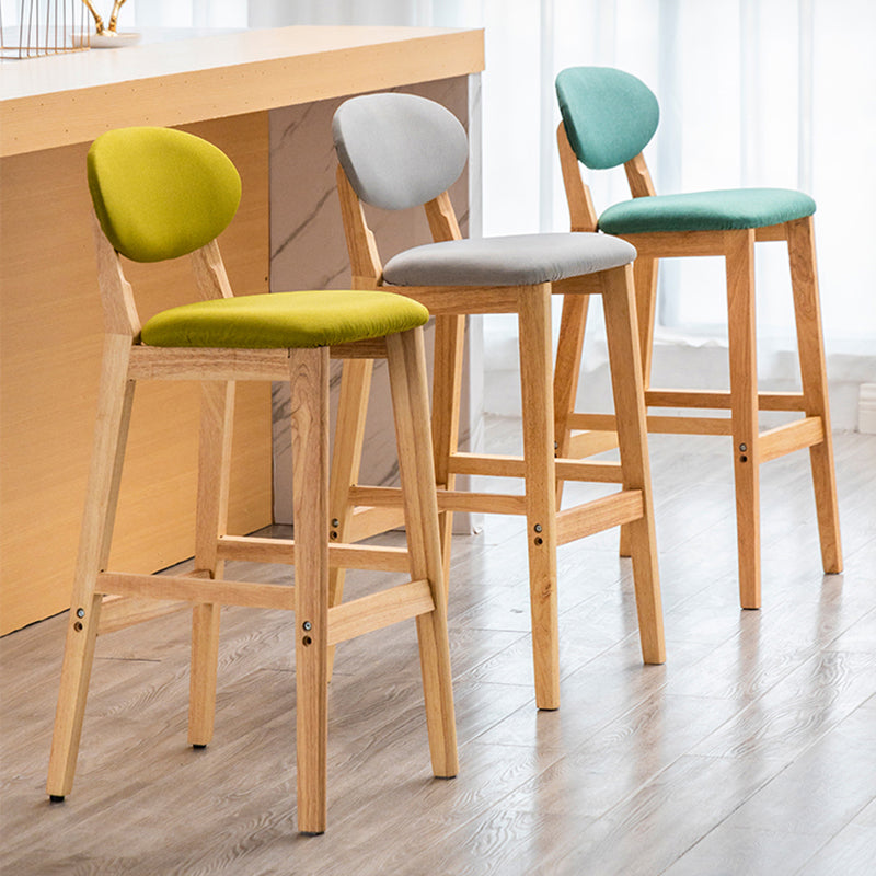 Modern Armless Backrest Counter Stool Wood Living Room Bar Stool with Cushion