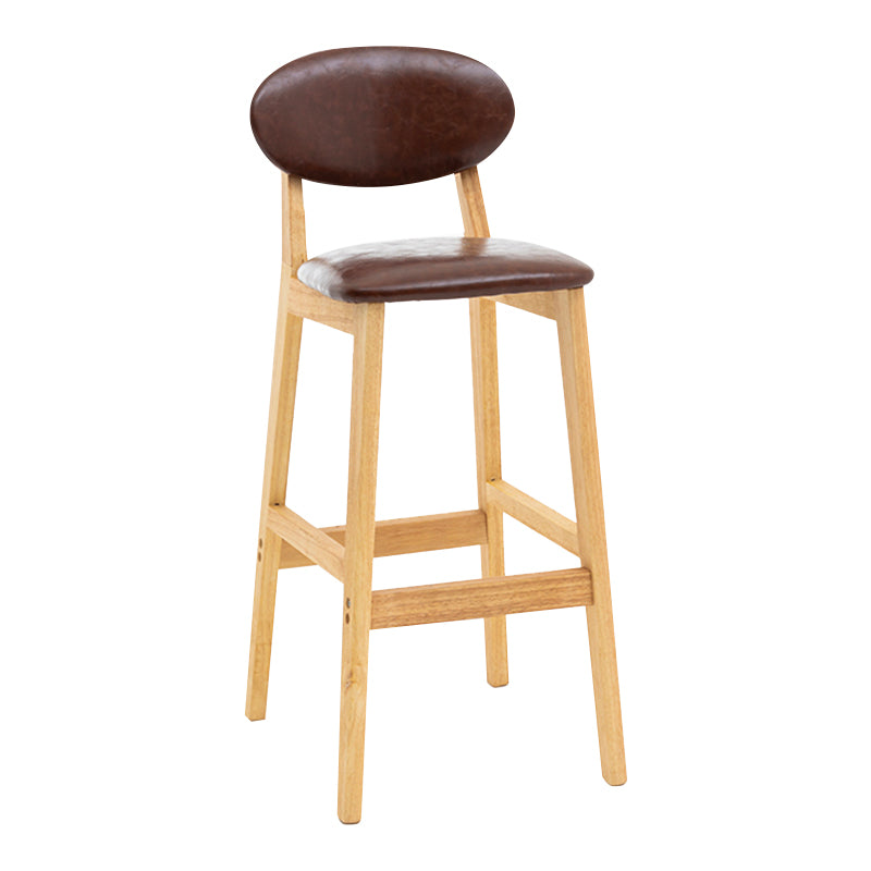 Modern Armless Backrest Counter Stool Wood Living Room Bar Stool with Cushion