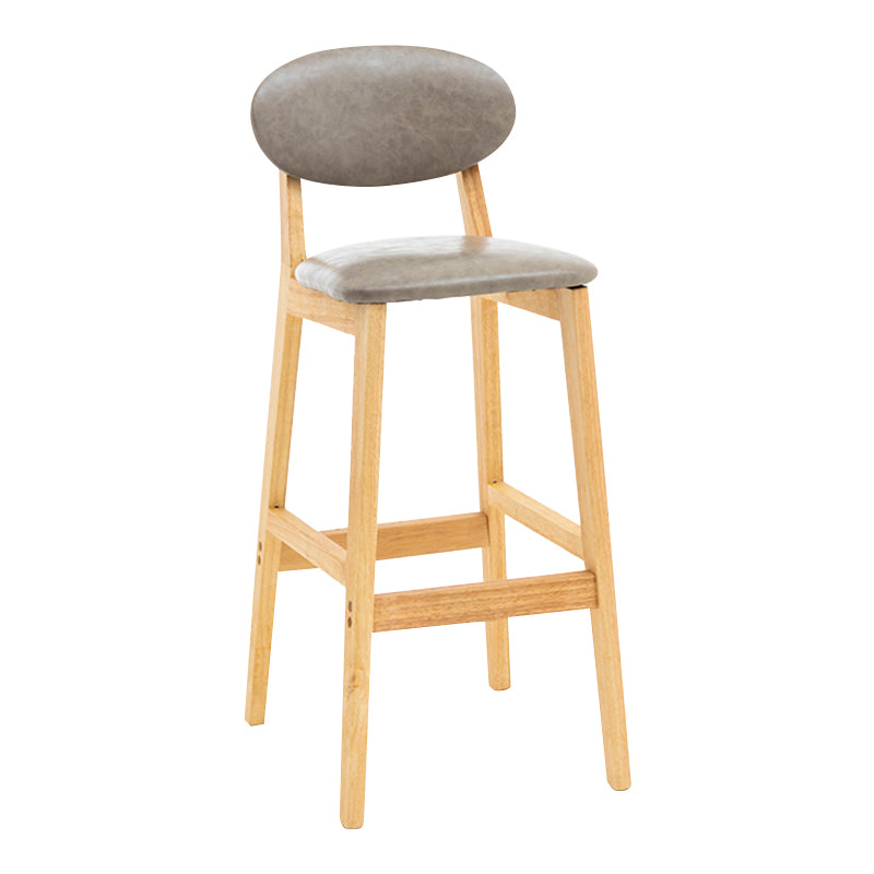 Modern Armless Backrest Counter Stool Wood Living Room Bar Stool with Cushion