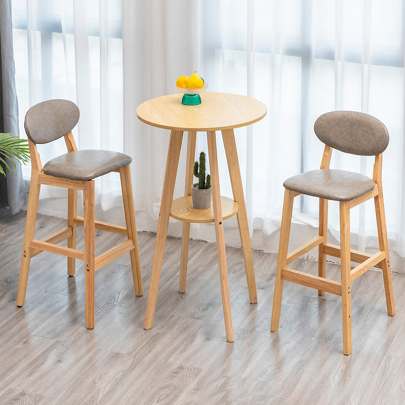 Modern Armless Backrest Counter Stool Wood Living Room Bar Stool with Cushion