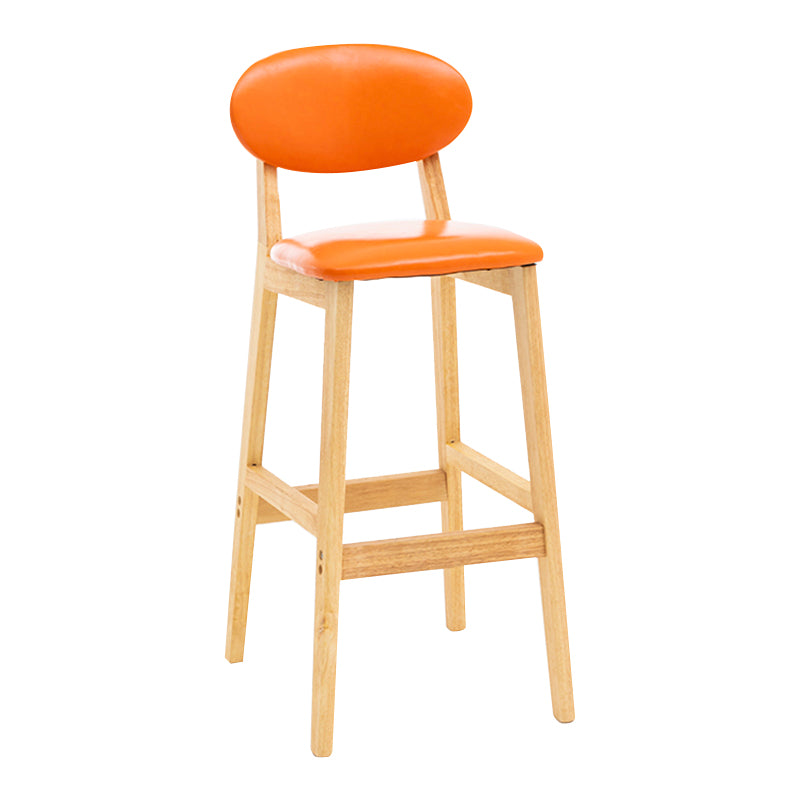 Modern Armless Backrest Counter Stool Wood Living Room Bar Stool with Cushion