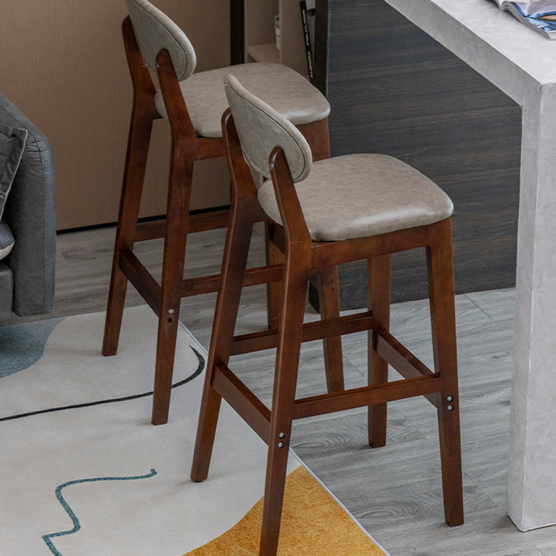 Modern Armless Backrest Counter Stool Wood Living Room Bar Stool with Cushion