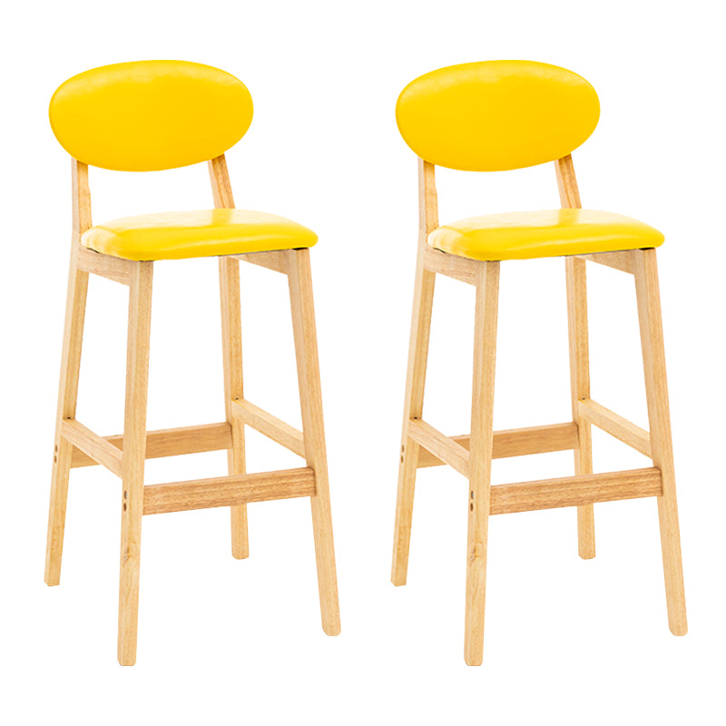 Modern Armless Backrest Counter Stool Wood Living Room Bar Stool with Cushion