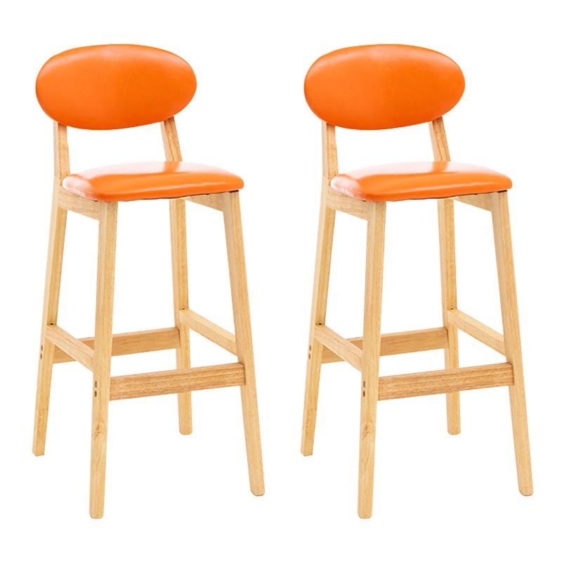 Modern Armless Backrest Counter Stool Wood Living Room Bar Stool with Cushion