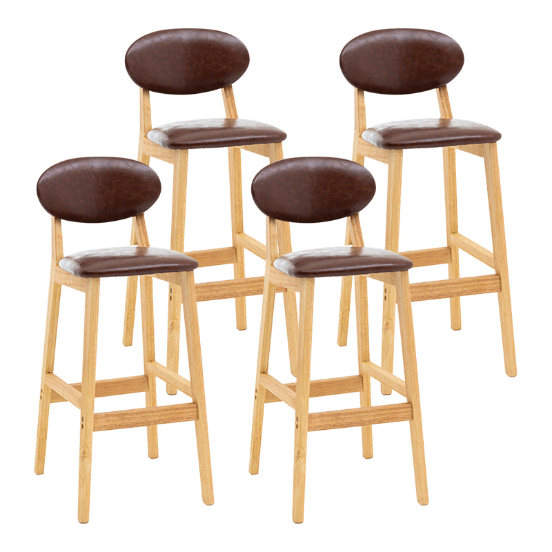 Modern Armless Backrest Counter Stool Wood Living Room Bar Stool with Cushion
