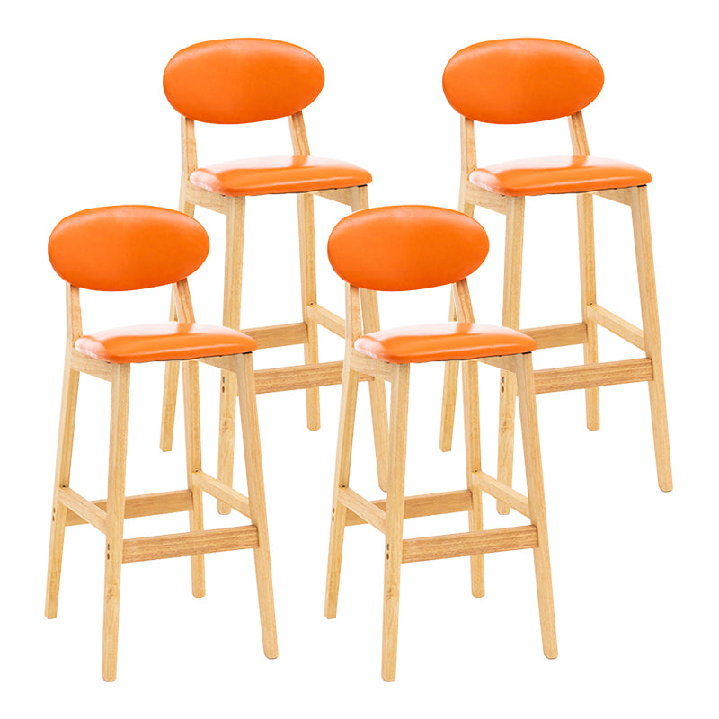 Modern Armless Backrest Counter Stool Wood Living Room Bar Stool with Cushion