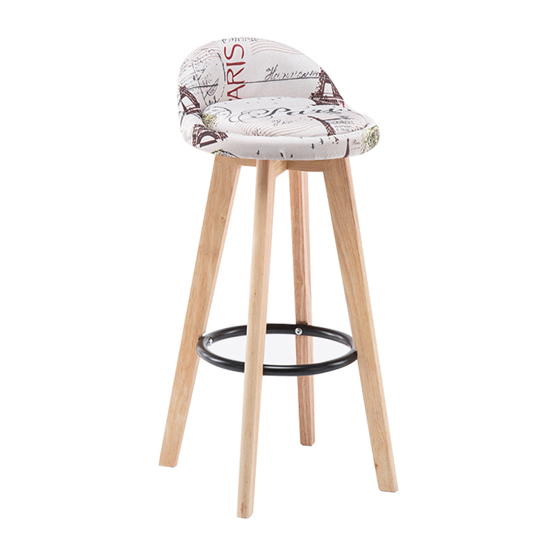 Modern Armless Backrest Counter Stool Wood Bedroom Bar Stool with Cushion and Pedal