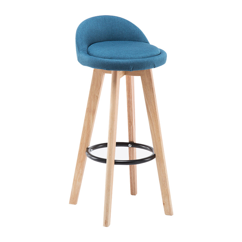 Modern Armless Backrest Counter Stool Wood Bedroom Bar Stool with Cushion and Pedal