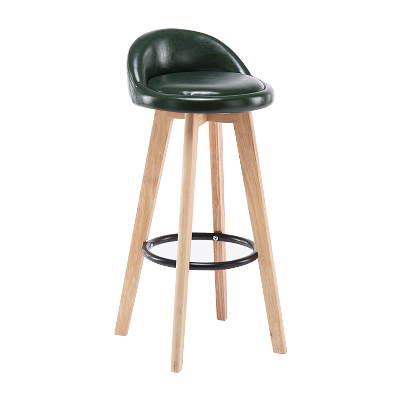 Modern Armless Backrest Counter Stool Wood Bedroom Bar Stool with Cushion and Pedal