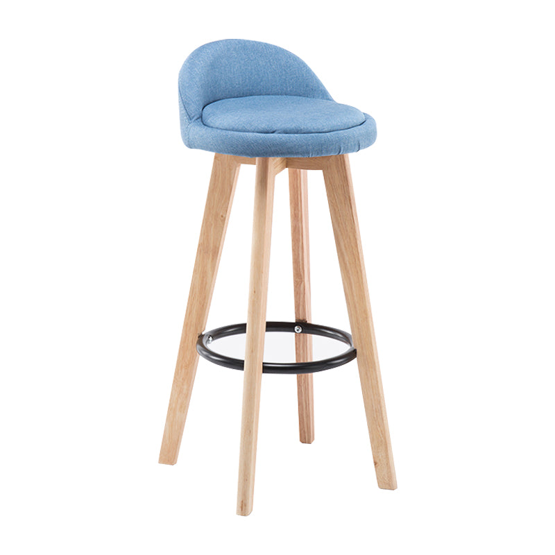 Modern Armless Backrest Counter Stool Wood Bedroom Bar Stool with Cushion and Pedal
