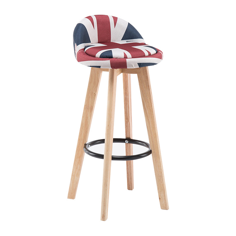 Modern Armless Backrest Counter Stool Wood Bedroom Bar Stool with Cushion and Pedal