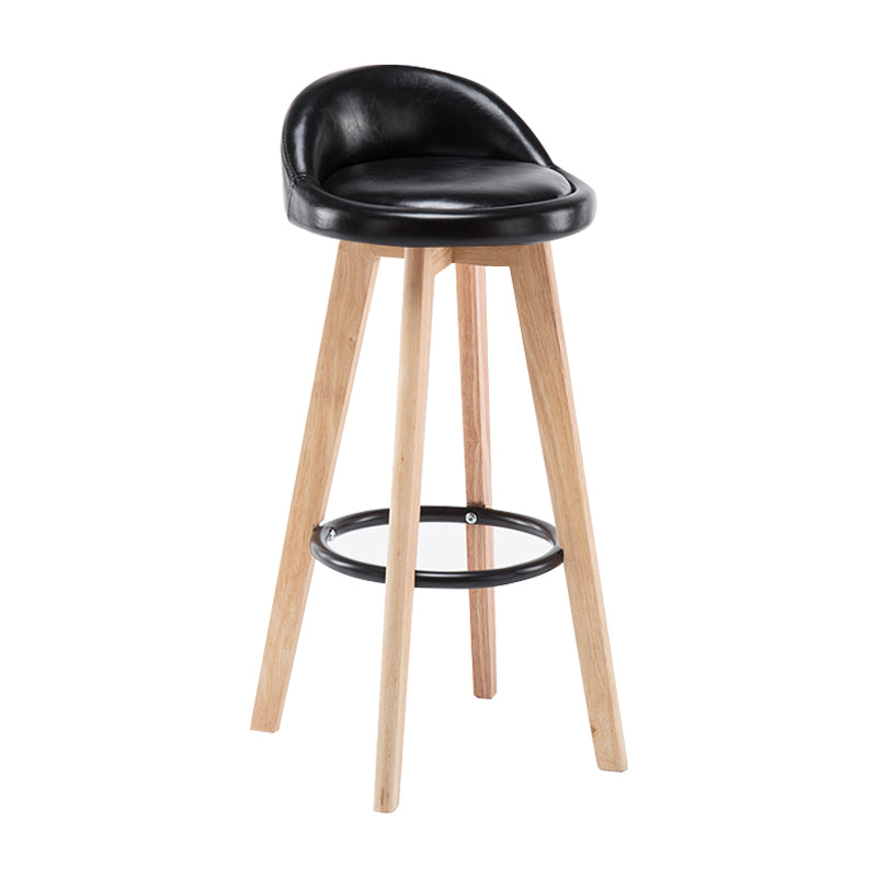 Modern Armless Backrest Counter Stool Wood Bedroom Bar Stool with Cushion and Pedal