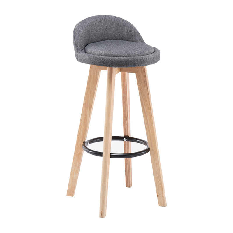 Modern Armless Backrest Counter Stool Wood Bedroom Bar Stool with Cushion and Pedal