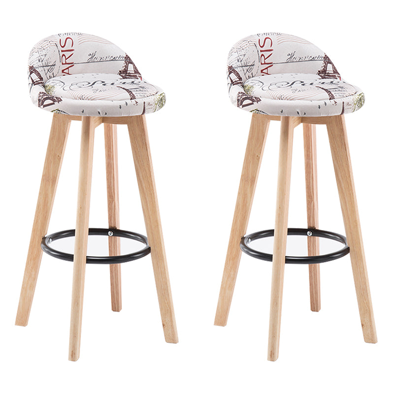 Modern Armless Backrest Counter Stool Wood Bedroom Bar Stool with Cushion and Pedal
