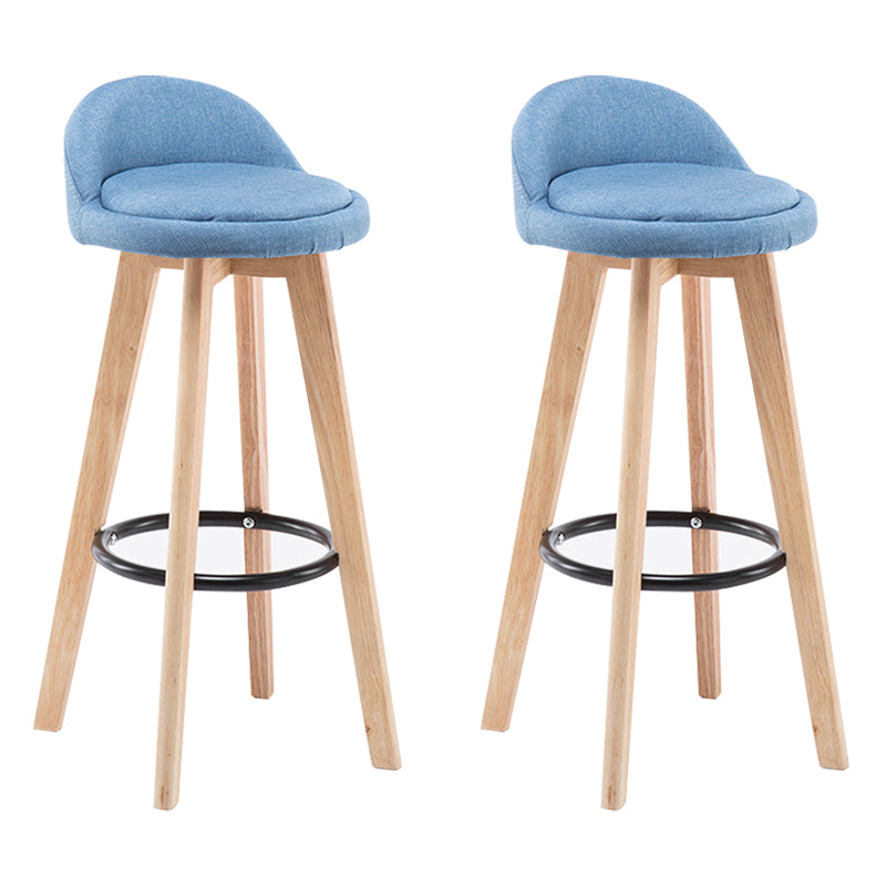 Modern Armless Backrest Counter Stool Wood Bedroom Bar Stool with Cushion and Pedal