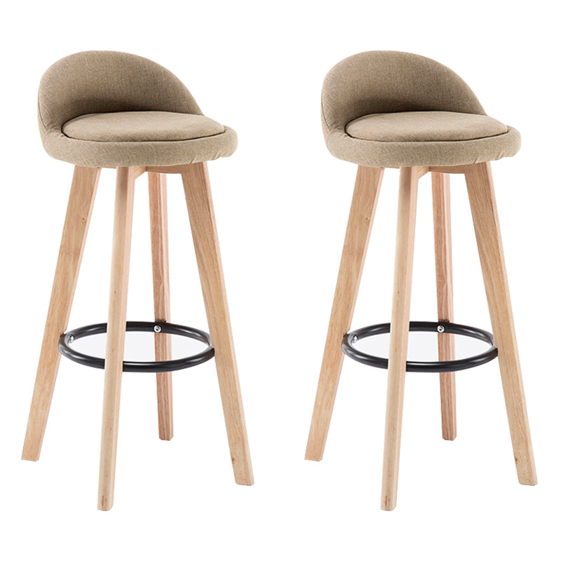 Modern Armless Backrest Counter Stool Wood Bedroom Bar Stool with Cushion and Pedal