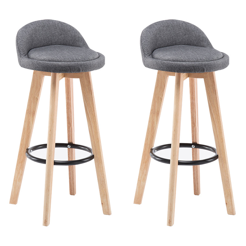 Modern Armless Backrest Counter Stool Wood Bedroom Bar Stool with Cushion and Pedal