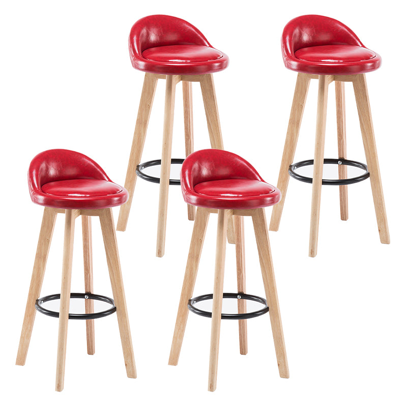 Modern Armless Backrest Counter Stool Wood Bedroom Bar Stool with Cushion and Pedal