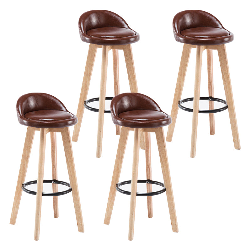 Modern Armless Backrest Counter Stool Wood Bedroom Bar Stool with Cushion and Pedal