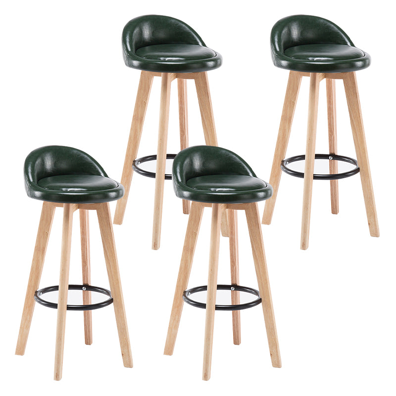 Modern Armless Backrest Counter Stool Wood Bedroom Bar Stool with Cushion and Pedal
