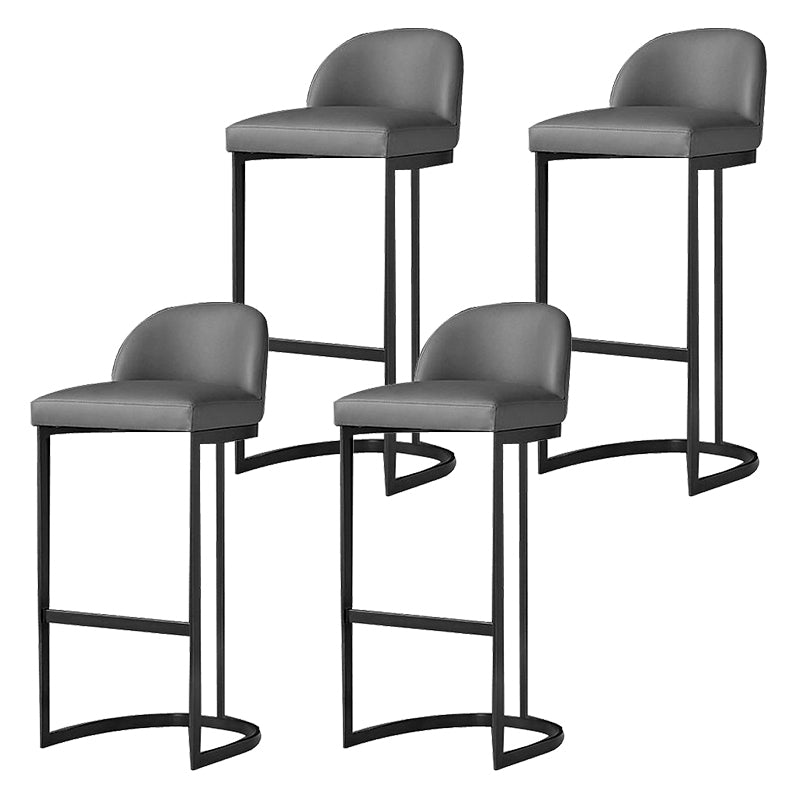 Glam Mental Leather Bar Stools Indoor Barstool with Iron Legs and Low Back
