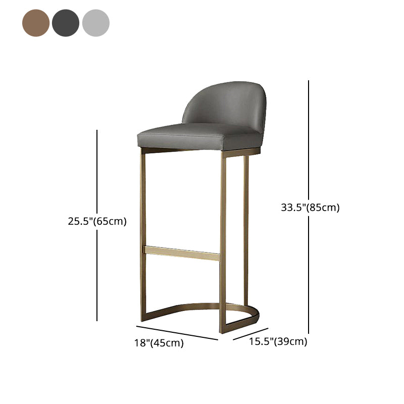 Glam Mental Leather Bar Stools Indoor Barstool with Iron Legs and Low Back