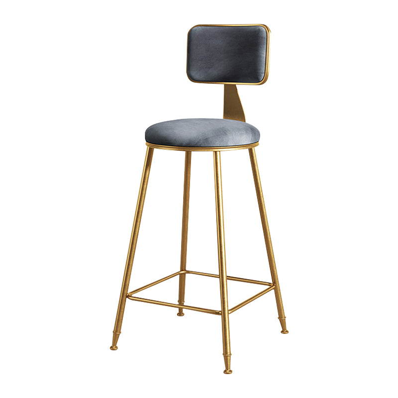Glam Metal Upholstered Barstool Bristol Bar Stool with Iron Legs and Cushion Low Back