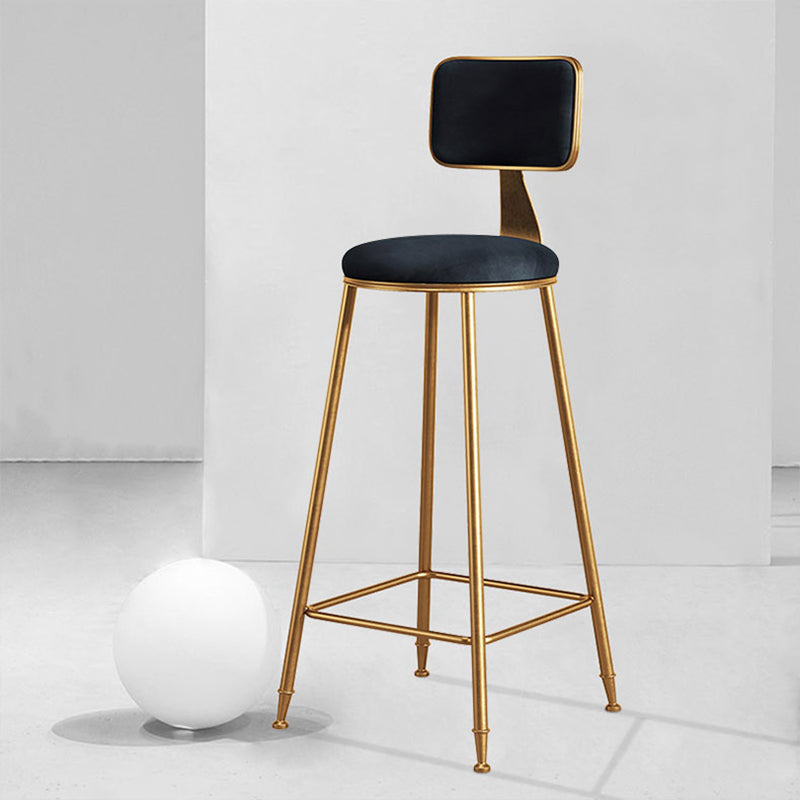 Glam Metal Upholstered Barstool Bristol Bar Stool with Iron Legs and Cushion Low Back