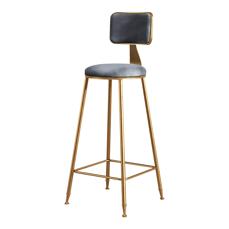 Glam Metal Upholstered Barstool Bristol Bar Stool with Iron Legs and Cushion Low Back