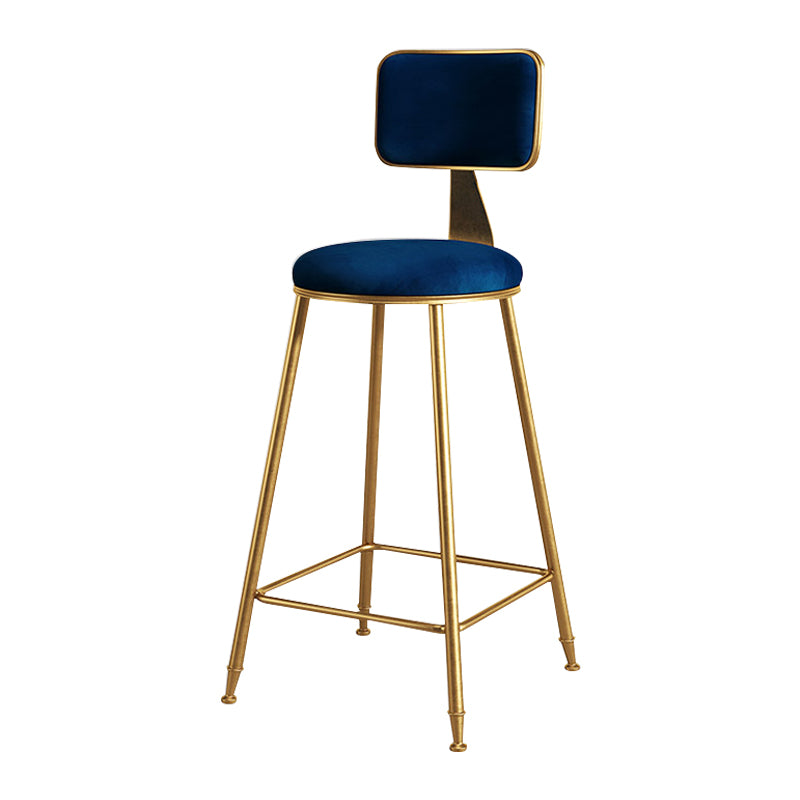 Glam Metal Upholstered Barstool Bristol Bar Stool with Iron Legs and Cushion Low Back