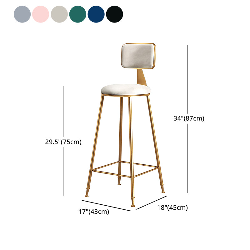 Glam Metal Upholstered Barstool Bristol Bar Stool with Iron Legs and Cushion Low Back