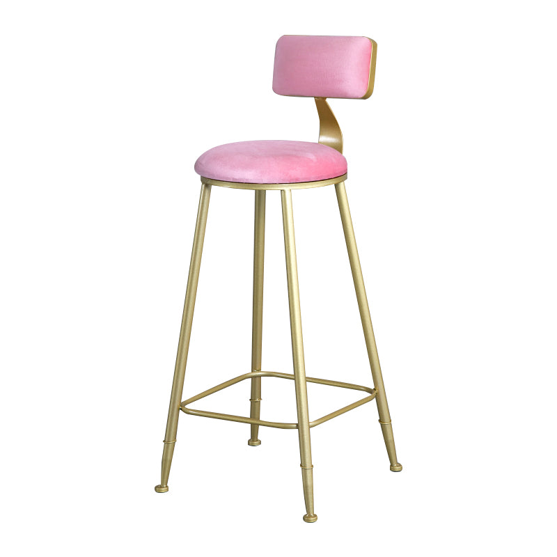 Glam Metal Upholstered Barstool Living Room Bar Stool with Low Back and Cushion