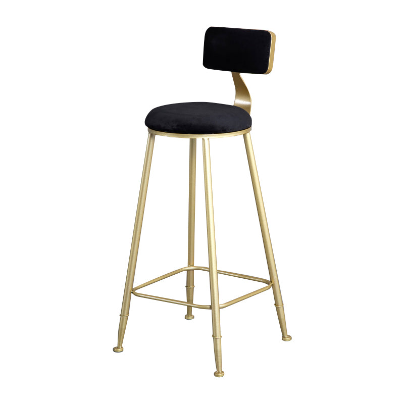 Glam Metal Upholstered Barstool Living Room Bar Stool with Low Back and Cushion