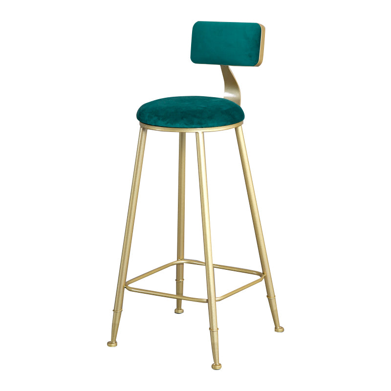 Glam Metal Upholstered Barstool Living Room Bar Stool with Low Back and Cushion
