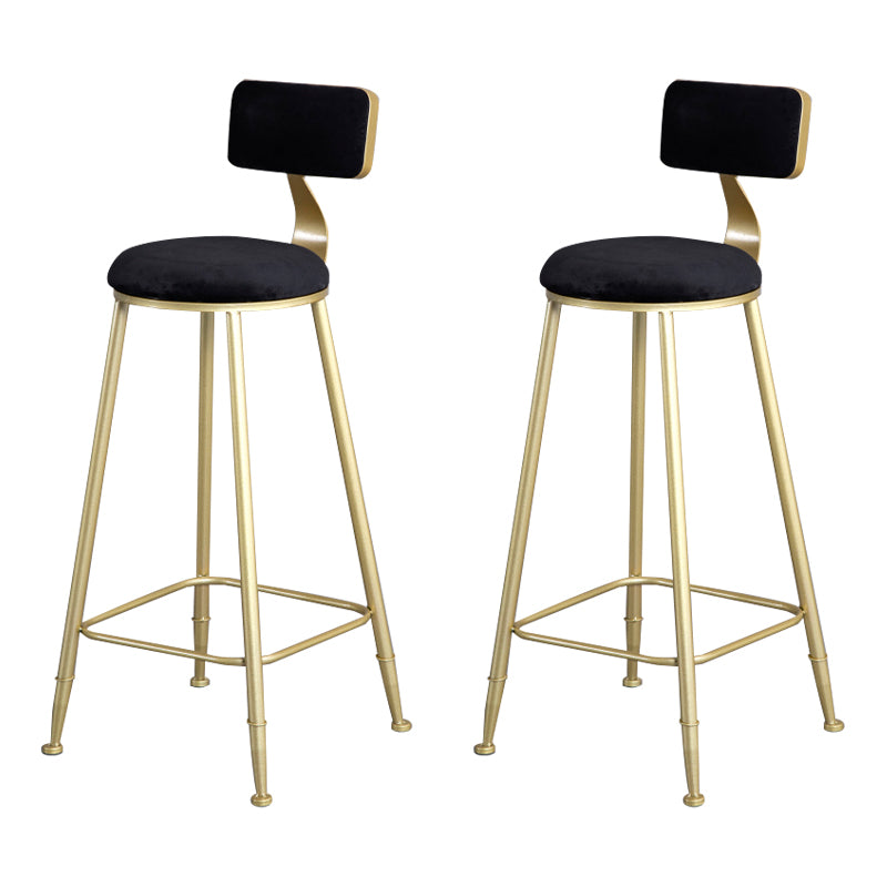 Glam Metal Upholstered Barstool Living Room Bar Stool with Low Back and Cushion