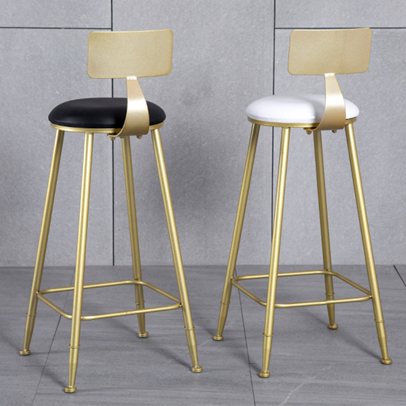 Glam Metal Upholstered Barstool Living Room Bar Stool with Low Back and Cushion