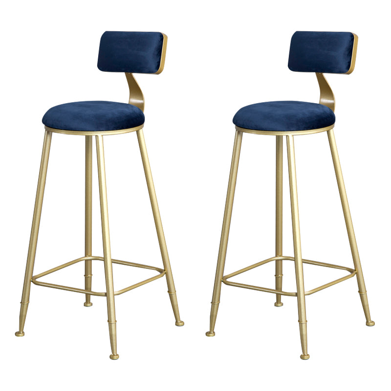 Glam Metal Upholstered Barstool Living Room Bar Stool with Low Back and Cushion