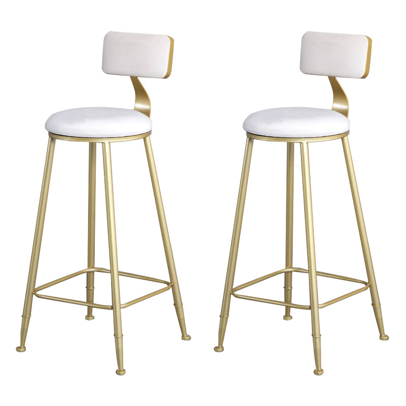 Glam Metal Upholstered Barstool Living Room Bar Stool with Low Back and Cushion