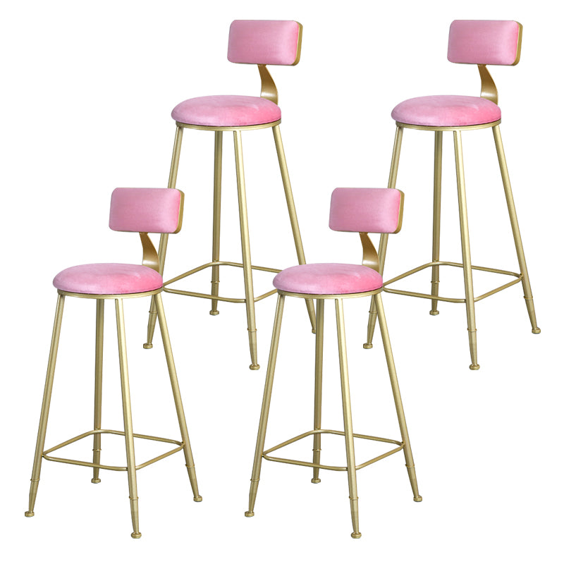 Glam Metal Upholstered Barstool Living Room Bar Stool with Low Back and Cushion