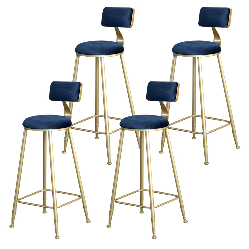 Glam Metal Upholstered Barstool Living Room Bar Stool with Low Back and Cushion