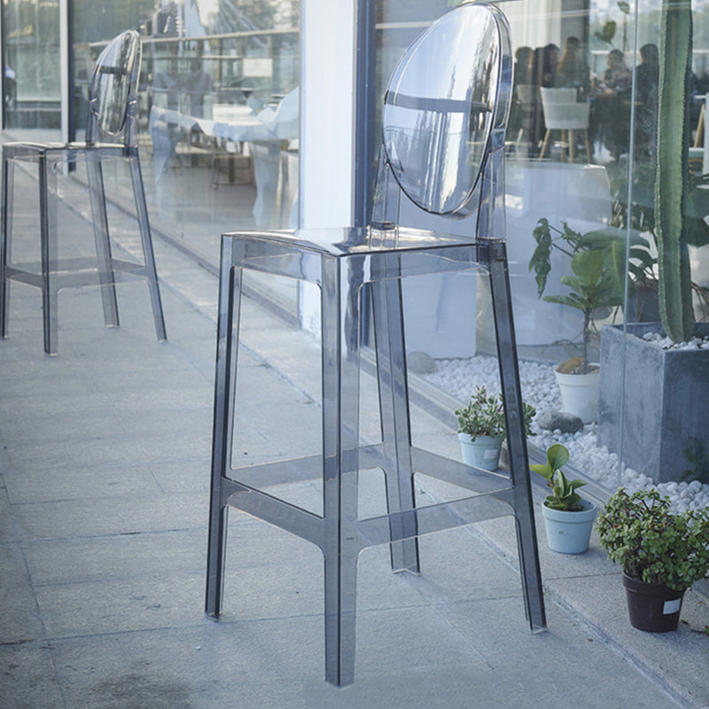 Acrylic Indoor Bar Stool Full Back Modern Square Arm-less Counter Stool