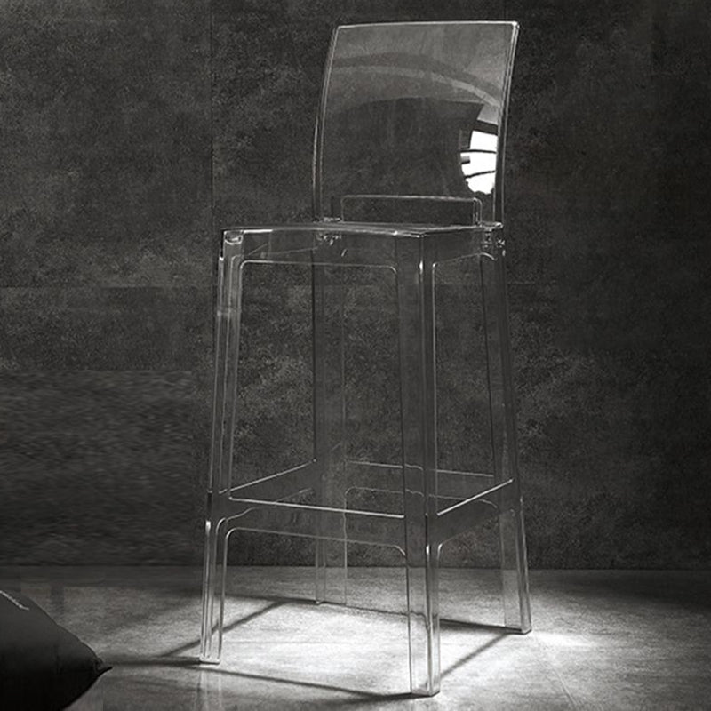 Acrylic Indoor Bar Stool Full Back Modern Square Arm-less Counter Stool