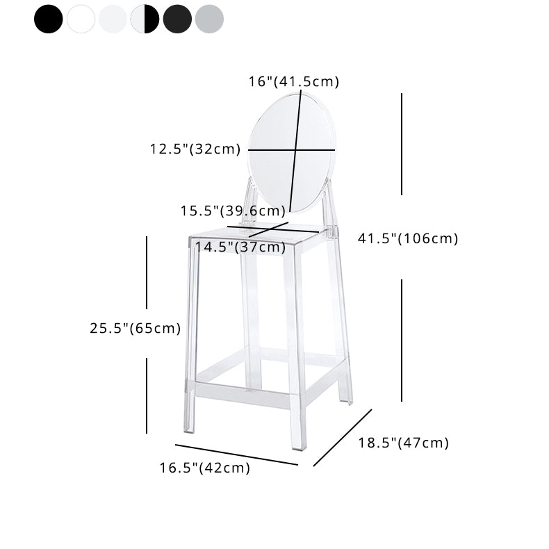 Acrylic Indoor Bar Stool Full Back Modern Square Arm-less Counter Stool