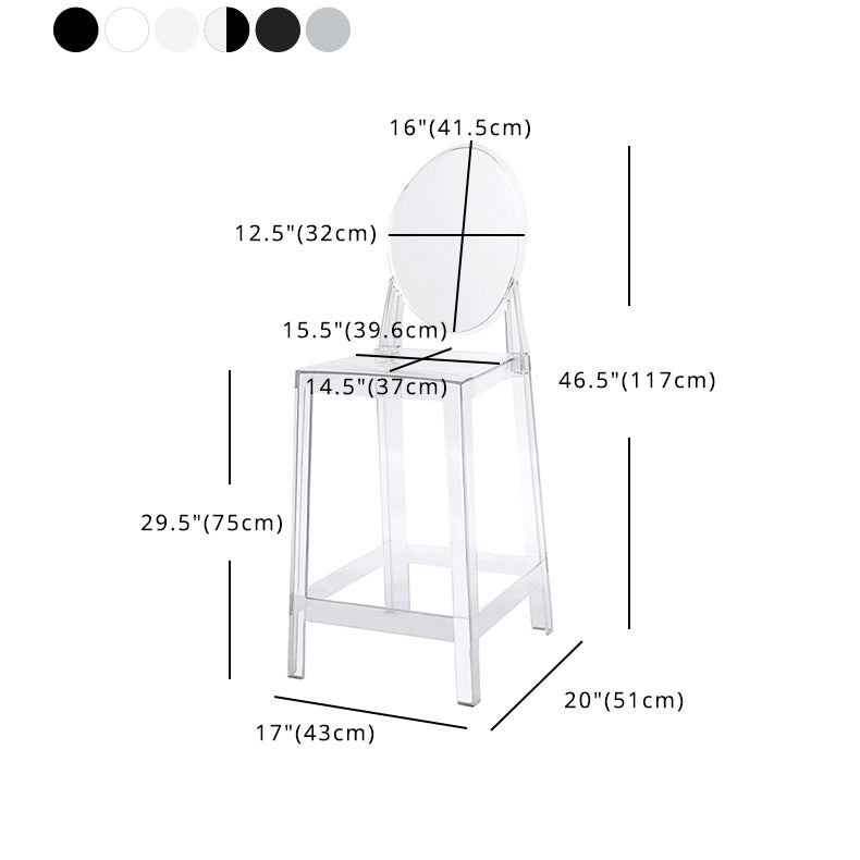 Acrylic Indoor Bar Stool Full Back Modern Square Arm-less Counter Stool