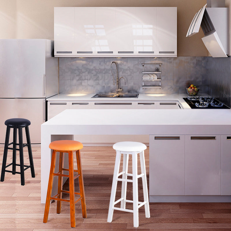 Modern Armless Backless Counter Stool Wood Cashier Bar Stool with Wooden Seat