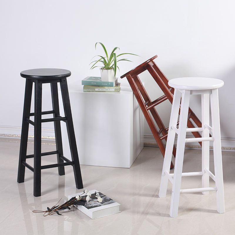 Modern Armless Backless Counter Stool Wood Cashier Bar Stool with Wooden Seat